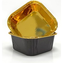 Dolphin Muffin Kek Kapsülü Kare Siyah-Altın 25LI
