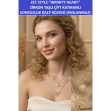Zetconcept Zet Style "ınfinity Heart" Sonsuz Kalp Kolye – Zirkon Taşlı Altın Renk Çift Zincirli Şık Kadın Kolyesi