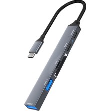 New Global NR24 6in1 Type-C Hub Dock USB 3.0 5gbps Veri Aktarımı Kart Okuyucu 100W Pd Cep Telefonu Şarj Aleti