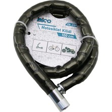 Tüp Anahtarlı Metal Kafa Çelik Motor - Bisiklet Kilit Silindirik Spiral Kilit Siyah Kılıf 22MM x 100CM