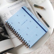 Paperora A5 Spiralli Sert Kapak Lastikli Kareli Not Defteri Mavi Nazar