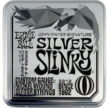 Ernie Ball John Mayer Silver Slinky Nikel Sarılı Elektro Gitar Telleri 3'lü Paket Teneke Kutu 10,5-4