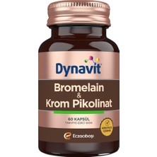 Dynavit Bromelain (Ananas Ekstresi)Krom Pikolinat 60 Bitkisel Kapsül - Ödem Atımıdiyetisyen Önerisi