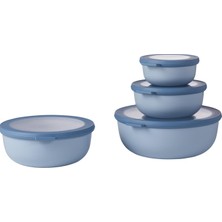 Mepal Çoklu Kase Cirqula Seti Düz, Nordic Blue, 4 Parça