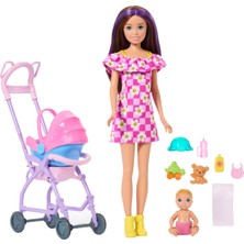 Barbie Bebek Bakıcısı Skipper Oyun Seti, Kahverengi Saçlı Yetişkin ve Sarı Saçlı Küçük Bebek, Bebek