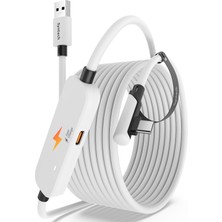 Syntech Vr Bağlantı Kablosu 5M/16FT USB 3.0 A'dan C'ye Adaptör, Şarj ve Veri Aktarımı, Meta Quest 3s