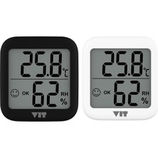 VIT Vıt 2'li Iç Mekan Dijital Isı ve Nem Ölçer Siyah-Beyaz Termometre KVT17 Thermometer