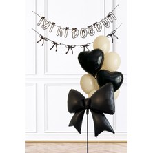 Siyah Fiyonk Tema Doğum Günü Balon Süsleme Seti SET227