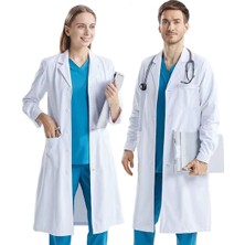 Coatcool Laboratuvar Önlüğü, Pamuk, Kadın, Erkek, Önlük, Beyaz, Düğmeli Doktor Önlüğü, 3 Cepli, Uzun
