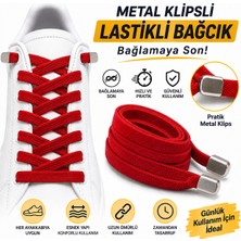 YeferStore Ultra Kullanışlı Elastik Metal Tokalı Ayakkabı Bağcığı, Giy Çıkar Pratik Bağcık, 100CM 1 Çift