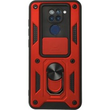 Xiaomi Redmi Note 9 Kılıf Pars Lens Yüzüklü Silikon - Kırmızı