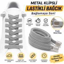 YeferStore Ultra Kullanışlı Elastik Metal Tokalı Ayakkabı Bağcığı, Giy Çıkar Pratik Bağcık, 100CM 1 Çift