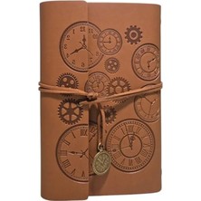 Aesco Vintage Baskılı Deri Kapaklı Günlük Defter, Hediyelik Tasarım