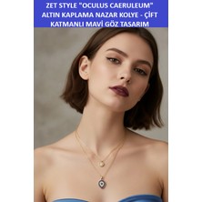 Zetconcept Zet Style Oculus Caeruleum Altın Nazar Kolye – Çift Katmanlı Mavi Göz Tasarım