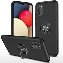 Samsung Galaxy A02S Kılıf Elit Yüzüklü Kapak - Siyah