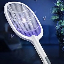 Aesco Mor Işık Tenis Raketi, Şarjlı ve Dekoratif, Sinek Kovucu Fonksiyonu ile