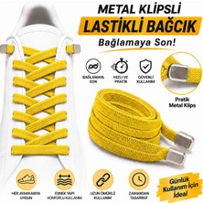 YeferStore Ultra Kullanışlı Elastik Metal Tokalı Ayakkabı Bağcığı, Giy Çıkar Pratik Bağcık, 100CM 1 Çift