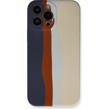 Apple iPhone 13 Pro Kılıf Ebruli Lansman Silikon - Lacivert-Krem