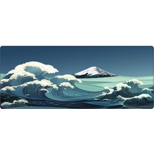 Porge Gamer Mouse Pad 70X30 Mouse Pad Xl Büyük Oyuncu Ofis Mouse Altlığı Mousepad (Mavi Kanagawa, 70