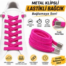 YeferStore Ultra Kullanışlı Elastik Metal Tokalı Ayakkabı Bağcığı, Giy Çıkar Pratik Bağcık, 100CM 1 Çift