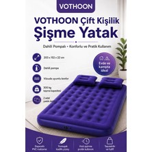 Çift Kişilik Şişme Yatak Dahili Pompalı 203X152X22 cm 2 Yastıklı