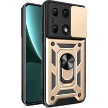 Xiaomi Poco M6 Pro 4g Kılıf Pars Lens Yüzüklü Silikon - Gold