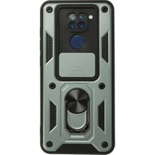 Xiaomi Redmi Note 9 Kılıf Pars Lens Yüzüklü Silikon - Yeşil