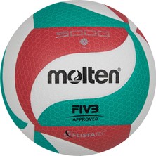 Molten V5M5000 Yetişkin Voleybol Topu, Yeşil/beyaz/kırmızı, 5