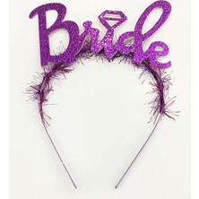 Mor Renk Bekarlığa Veda Italik Yazı Alyanslı Bride Taç