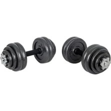 Aesco York Fitness Dambıl Seti, 30 , Taşıma Çantalı, Döküm Plakalar, 2 Adet 34 cm Krom Bar, Siyah Renk