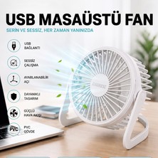 Aesco Masaüstü Mini USB Fan - Pvc Gövdeli - 360° Ayarlanabilir