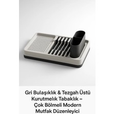 Aesco Tezgah Üstü Bulaşıklık Gri Tabak Bardak Kaşık Çatal Kurutmalık Mutfak Standı