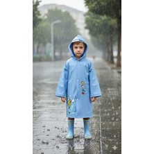 Forestia Okul Çantası Koruyuculu Eva Kumaş Kaliteli Çocuk Yağmurluk Kapşonlu Desenli Çıtçıtlı