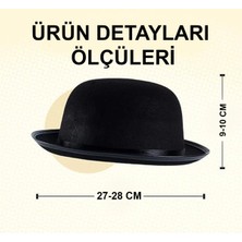 Aesco Charlie Chaplin Stil Çocuk Şapkası – Siyah Melon Parti Şapkası