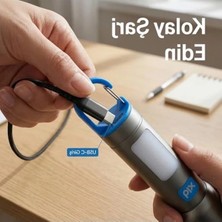 Aesco Bix BX1010FL Beyaz-Mavi-Turuncu 3 Renk LED Özellikli Max 500 Lümen ve 500 Metreye Ka Menzilli Usb-C Şarj Edilebilir 10W El Feneri