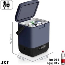 Aesco 12 Litre Taşınabilir Oto Buzdolabı, 12/24 Volt ve 220 Volt ile Çalışır