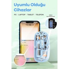 Aesco Bluetooth USB Çift Modlu Sessiz Mouse, Şeffaf Mıknatıslı Kapaklı, Type-C Şarjlı, Dpı Ayarlı, Kablosuz 10M Çekim Mesafeli, Masaüstü Kısayol Tuşlu, Taşınabilir Şarjlı Mouse Siyah