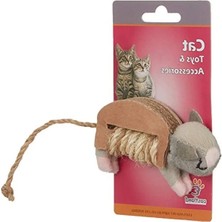 Aesco Fare Şekilli Peluş Kedi Oyuncağı, 10 x 6 cm Boyutunda