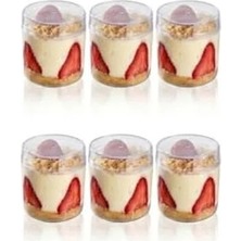 Aesco 6'lı Kapaklı Tiramisu Kabı, Şeffaf Mika, Buzdolabı Uygun