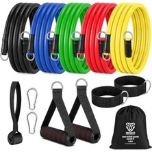Aesco 30  Direnç Bandı Seti 11 Parça Çantalı Pilates Aerobik Egzersiz Barfiks Spor Lastiği Tüp Bant TDB11