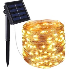 New Global Menfry 20 mt Güneş Enerjili Solar Peri LED Işık Dekoratif Bahçe Büyük Panel Aydınlatma Dış Mekan (20