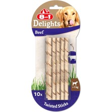 8in1 Delights Beef Twisted Sticks Burgu Çubuklar 10'lu, 55 gr Köpek Ödülü