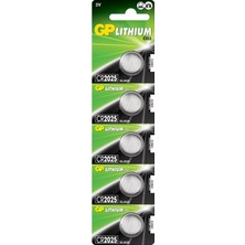 Gp Batteries CR2025 2025 Boy Lityum Düğme Pil, 3 Volt, 5'li Kart, Gri