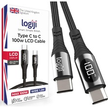 Juo 60W Dijital LED Ekranlı Örgülü USB Type-C To Type-C Hızlı Şarj ve Data Kablosu 2 Metre