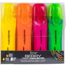 Serve SV-BRFKP4FR Fosforlu Kalem, Neon, 4'lü Paket