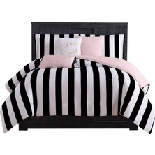 Juicy Couture JYZ010171 Cabana Çizgili 6 Parça Ters Çevrilebilir Set, King, Canaba Çizgili Siyah