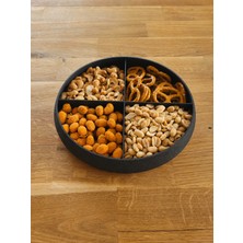 Vetria 4 Bölmeli Yuvarlak Çerezlik ve Kuruyemiş Sunum Tabağı | Modern Dekoratif Atıştırmalık Servis Kasesi