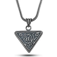 Tienda Elegante Gümüş Allah Yazılı Desenli Cevşen Kolye