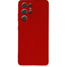 Trend Kapında Samsung Galaxy S21 Ultra Kılıf Nano Içi Kadife Silikon - Kırmızı