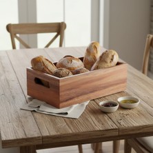 Deconox Akasya Ağacı Ekmeklik & Çok Amaçlı Organizer Kutu – 25X14X8 cm El Yapımı Doğal Servis Tepsis